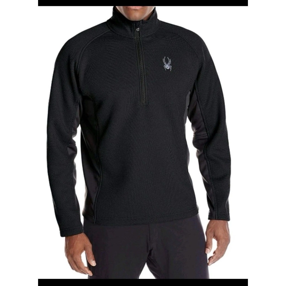 Spyder Men's M Black 1/4 Zip Sweater Jacket Fleece Lined Ski Outdoors Gorpcore